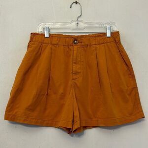 Loft brown/yellow elastic waistband shorts Size M New